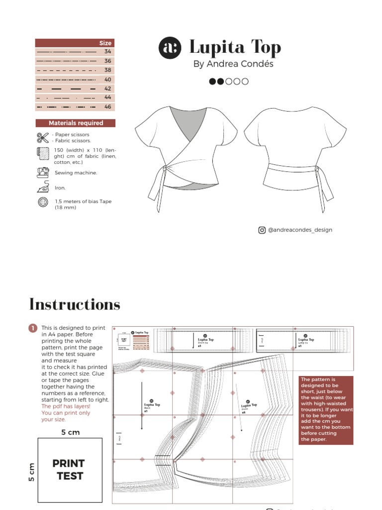 Lupita Top A4 INSTRUCTIONS | Download Free PDF | Seam (Sewing) | Sewing