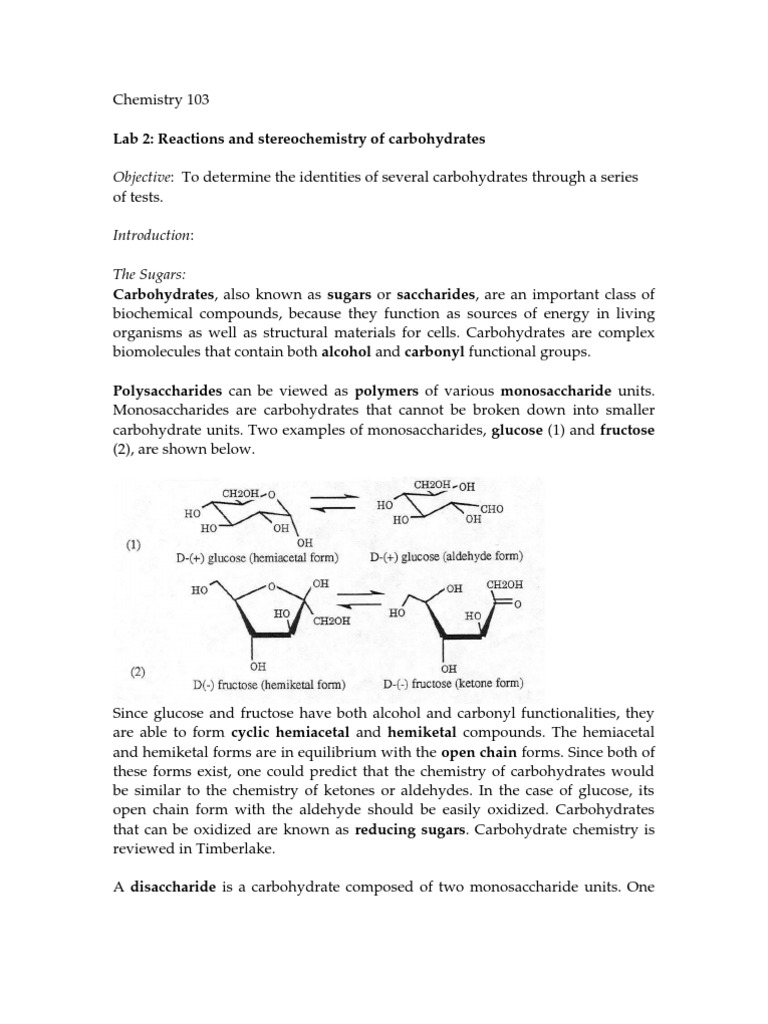 Identification of unknown carbohydrates lab report picture