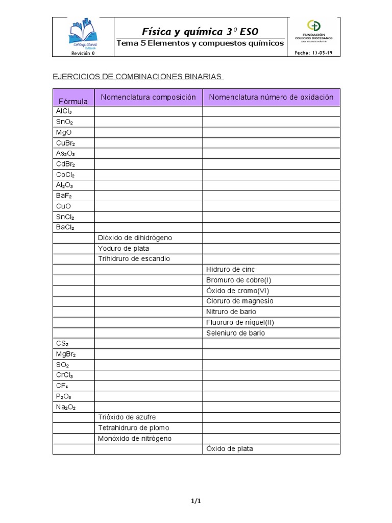 FQ3 - T5 - 03c Ejercicios de Combinaciones Binarias | PDF