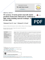 Fit Accuracy of Metal Partial Removable Dental Prosthesis Frameworks Fabricated by Traditional or Light Curing Modeling Material Technique