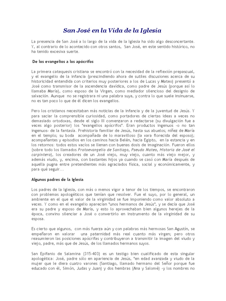 San Jose en La Vida de La Iglesia | PDF | María, madre de Jesús | San José
