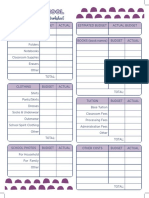 Back To School Budget Worksheet