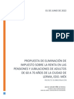 Propuesta de Eliminación de Impuesto Sobre La Renta en Las Pensiones y Jubilaciones de Adultos de 60 A 70 Años de La Ciudad de Lerma