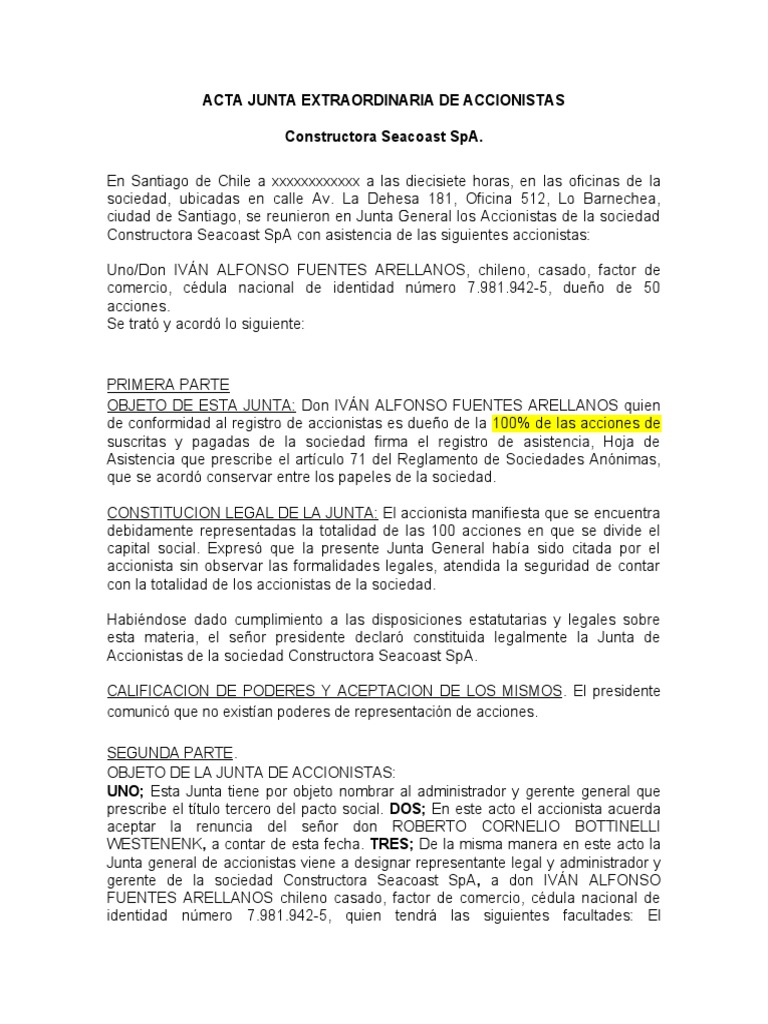 Junta General de Accionistas | PDF | Bancos | Cheque