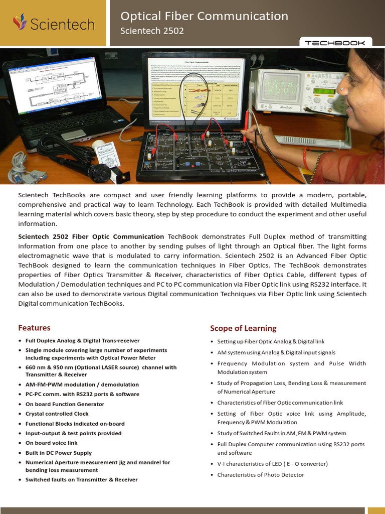 Scientech 2502 Fiber Optic Experiment | PDF | Optical Fiber | Modulation