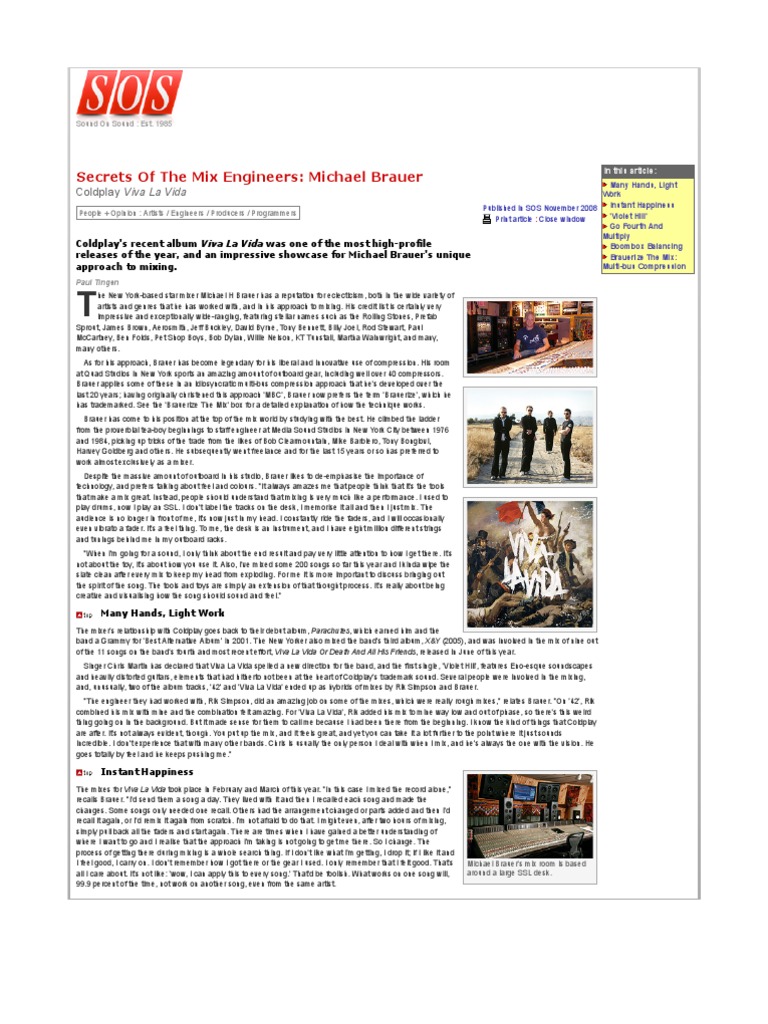 Secrets of The Mix Engineers Michael Brauer PDF Drum Kit Sound