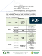 Provas Habilidades Música, Dança e Teatro SIS 2022