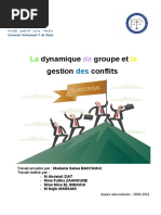 LA DYNAMIQUE DE GROUPE ET LA GESTION DES CONFLITS