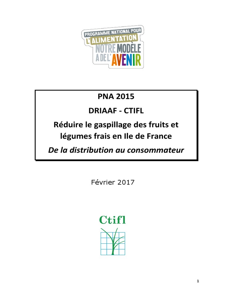 Rapport Final - CTIFL - Pertes Et Gaspillage Cle845181-1, PDF, Nourritures