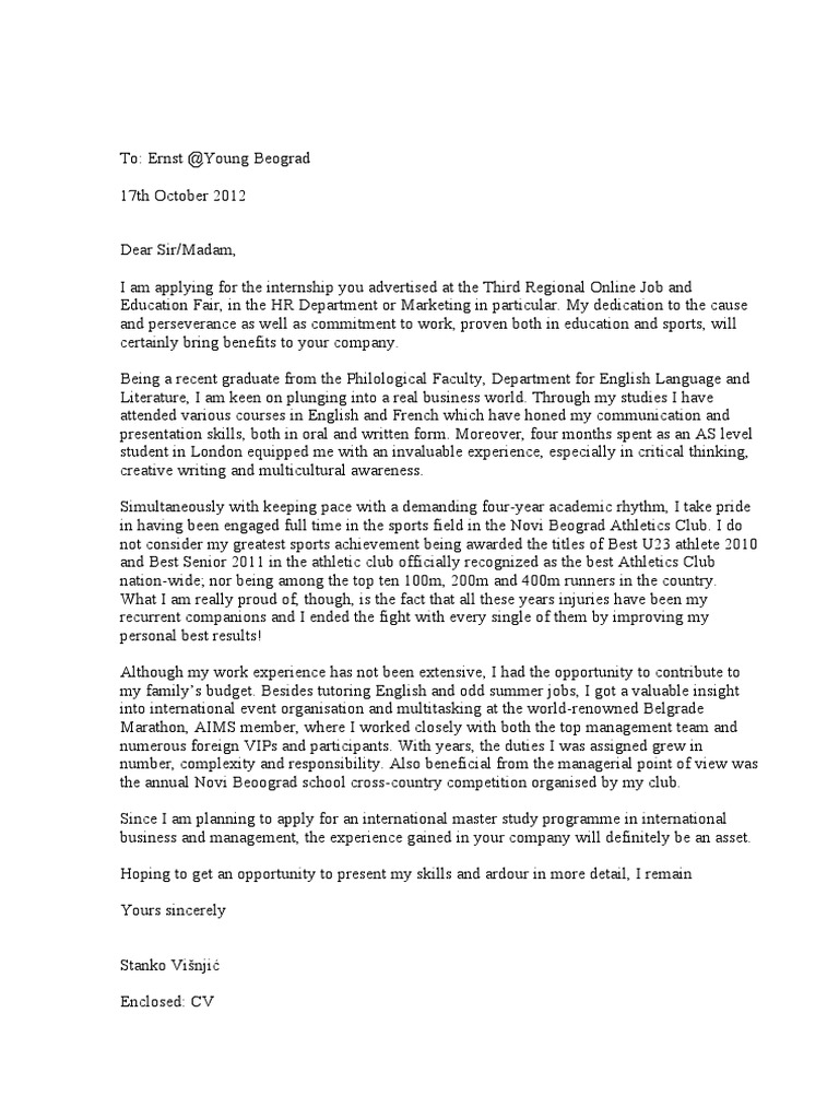 Cover letter ErnstYoung PDF