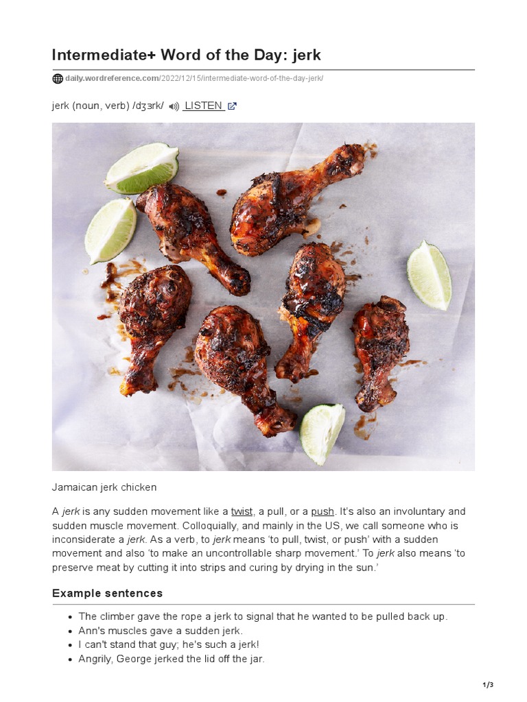 Intermediate Word of The Day Jerk PDF Adverb Adjective