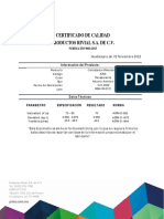 Certificado de Calidad Productos Rivial S.A. de C.V.: NORMA ISO 9001:2015