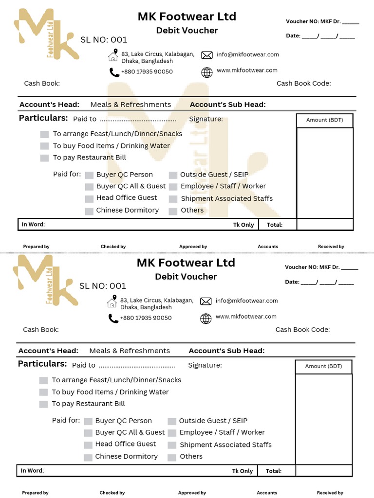 Debit Voucer - Meals & Refreshment | PDF | Lunch | Meal