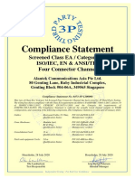 Compliance Statement: Screened Class EA / Category 6A Iso/Iec, en & Ansi/Tia Four Connector Channel