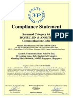 Compliance Statement: Screened Category 6A Iso/Iec, en & Ansi/Tia Communication Cable