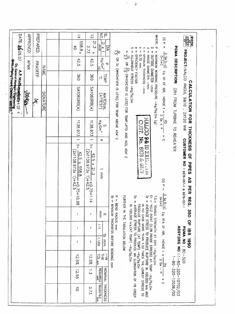 Bhel Pipe Thickness Calculation PDF