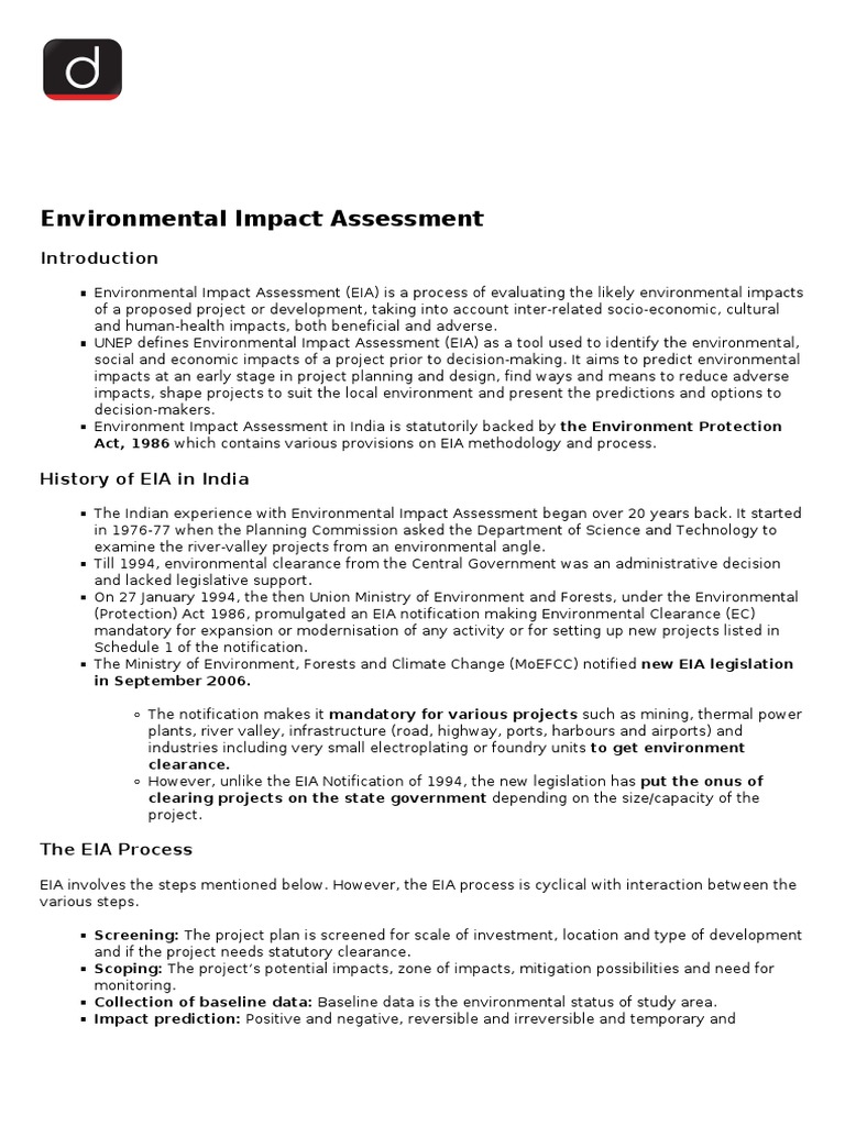 Environment Impact Assessment PDF Environmental Impact Assessment