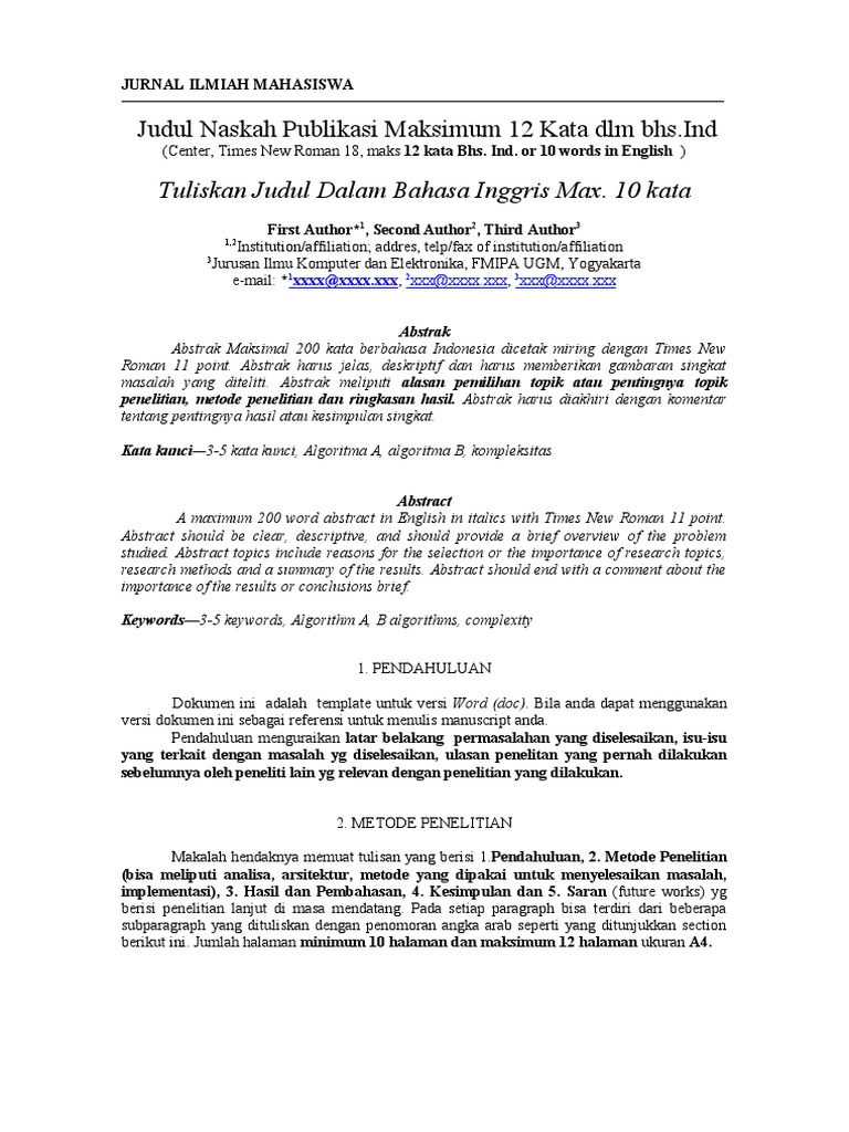 Template Jurnal Ilmiah Mahasiswa 2022 | PDF