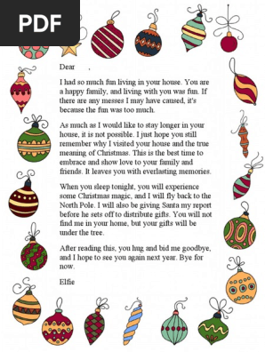 Elf on the Shelf Goodbye Letter 1