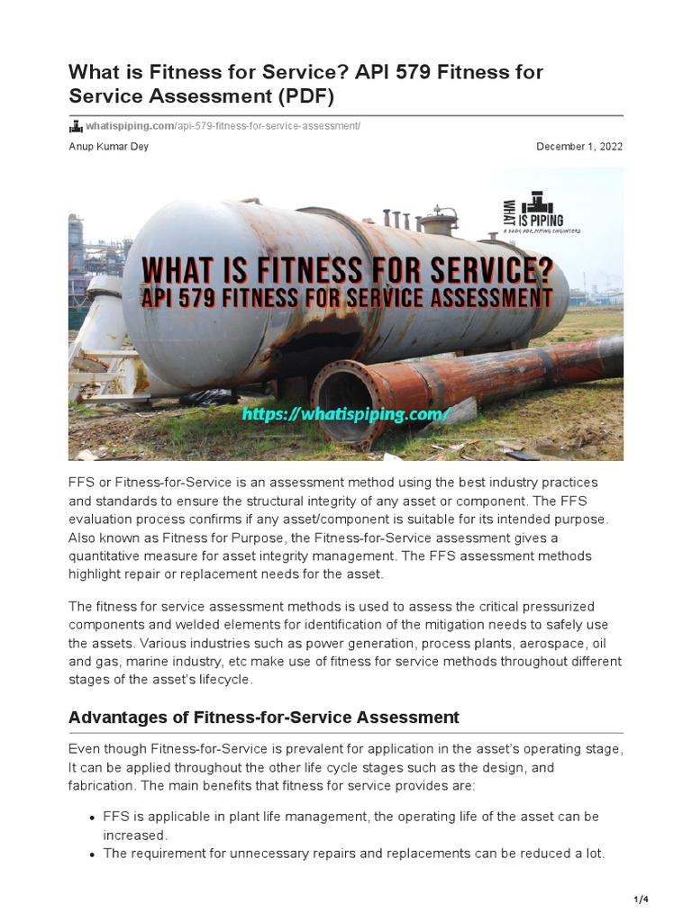 What Is Fitness For Service API 579 Fitness For Service Assessment PDF ...