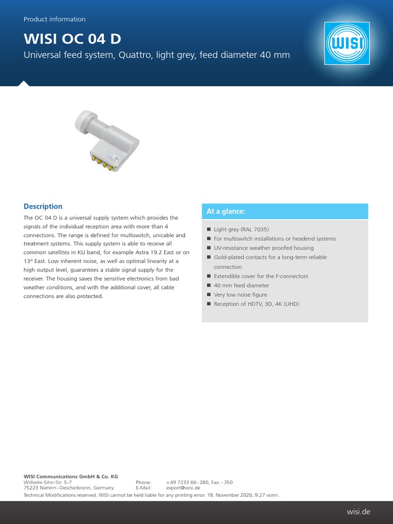 Product Info WISI-OC-04-D en | PDF | Electronics | Electrical Engineering