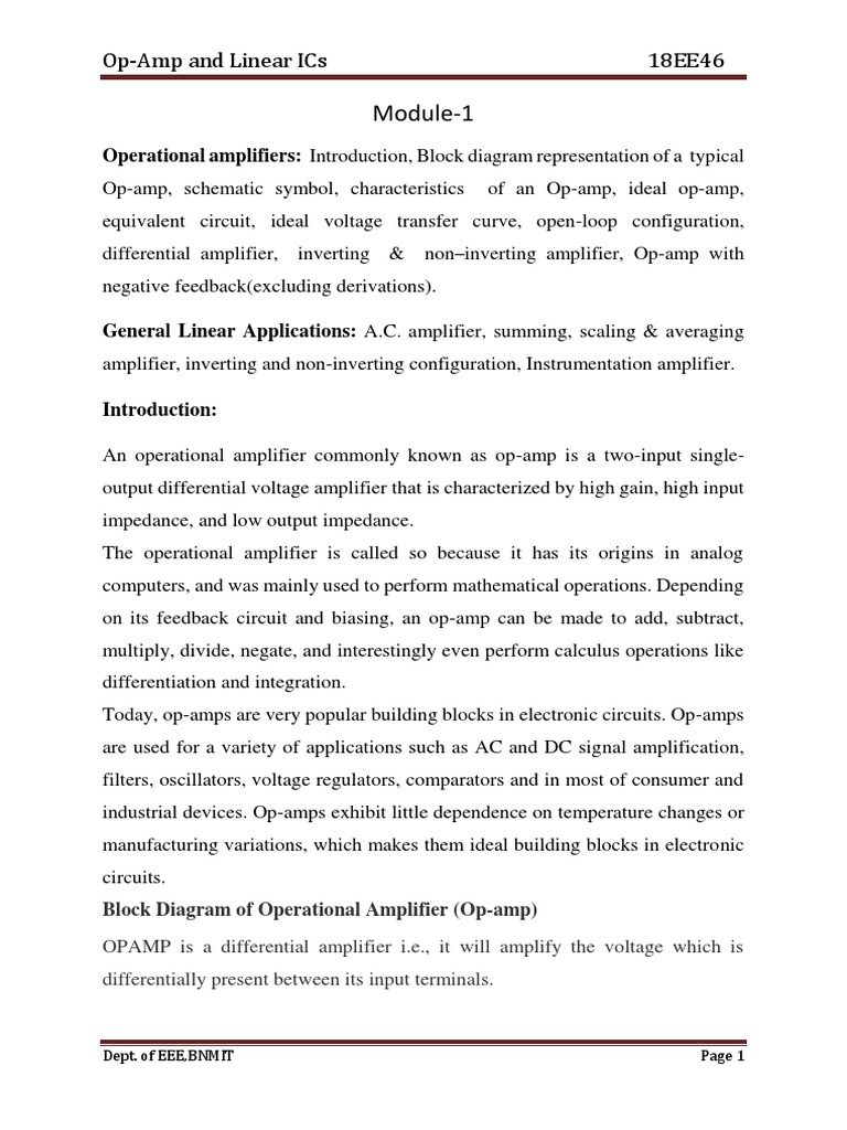 Op-Amp Fundamentals and Applications | PDF | Operational Amplifier ...