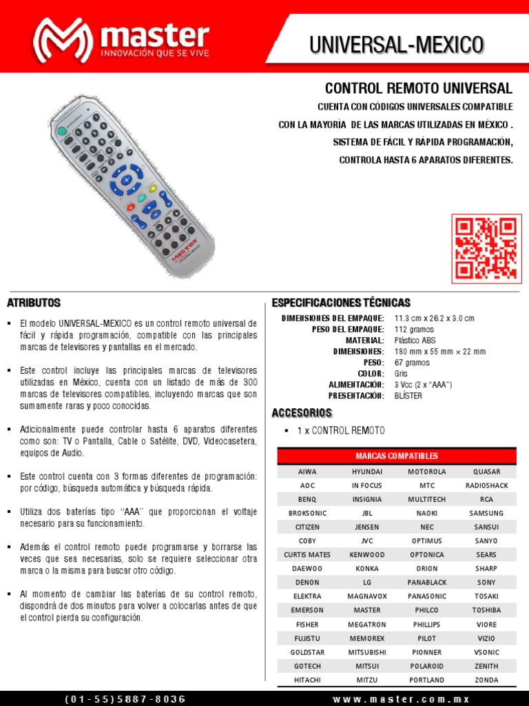 Control Universal México: Guía de Programación | PDF | Control remoto ...