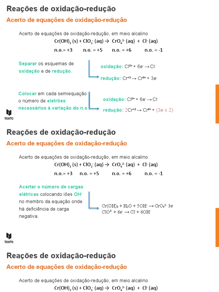 Acerto de Uma Equação Redox em Meio Alcalino Leo | PDF