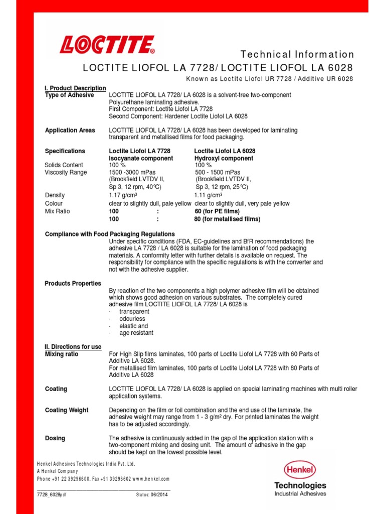 Technical Information Loctite Liofol La 7728/ Loctite Liofol La 6028