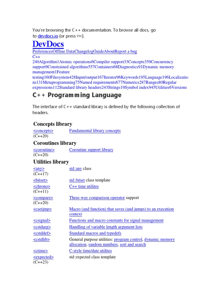 Devdocs: C++ Programming Language | PDF | C++ | Class (Computer ...