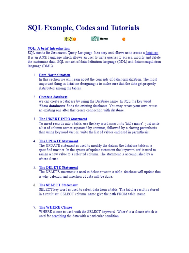 SQL Example | PDF | Sql | Databases