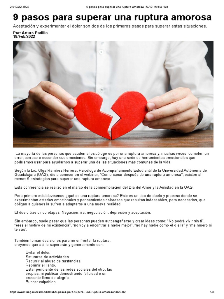 9 Pasos Para Superar Una Ruptura Amorosa Uag Media Hub Pdf Las