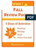 Fall Review Packet 5th Grade Week 1