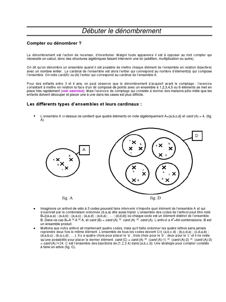 Dénombrement : Compter vs Dénombrer | PDF | Ensemble (Mathématiques ...