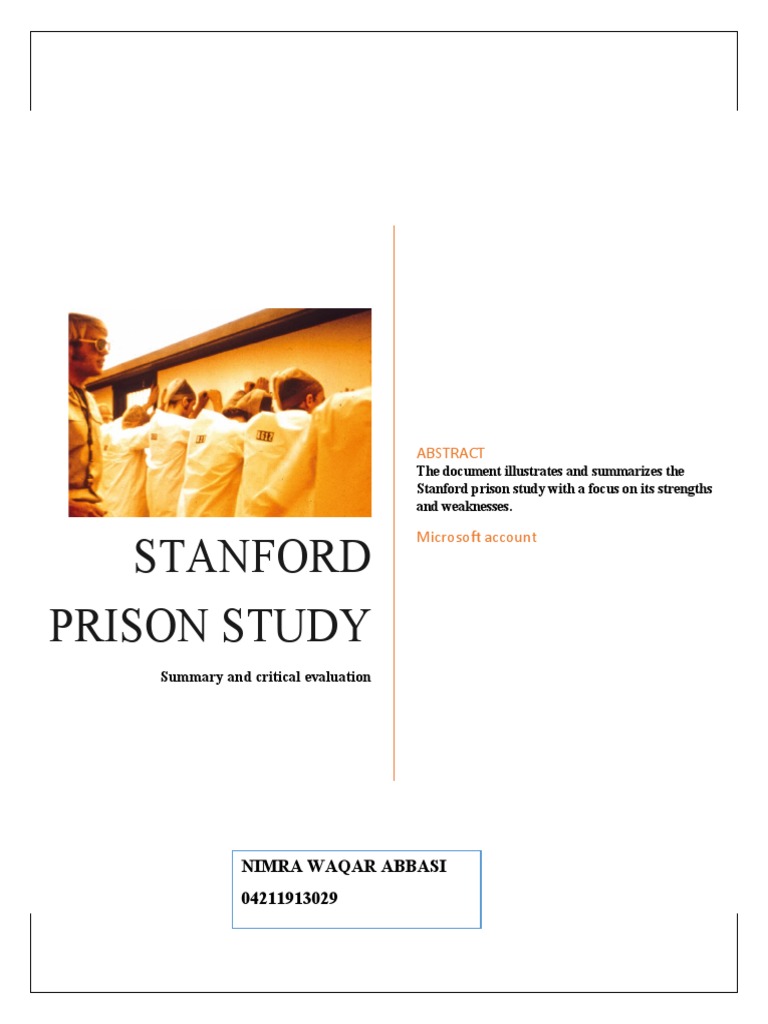 Write Down The Summary of Stanford Prison Experiment PDF Experiment Psychology