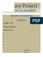 History of Ethiopian Currency Grade 9E History Project