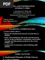 Introduction To MIL (Part 3) - Elements of Media Literacy and Critical Thinking