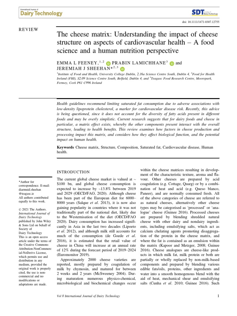 The Cheese Matrix Understanding The Impact of Chee PDF Cheese Milk