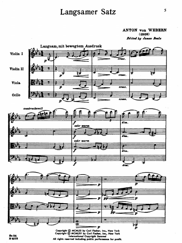 Webern Langsamer Satz SCORE PDF