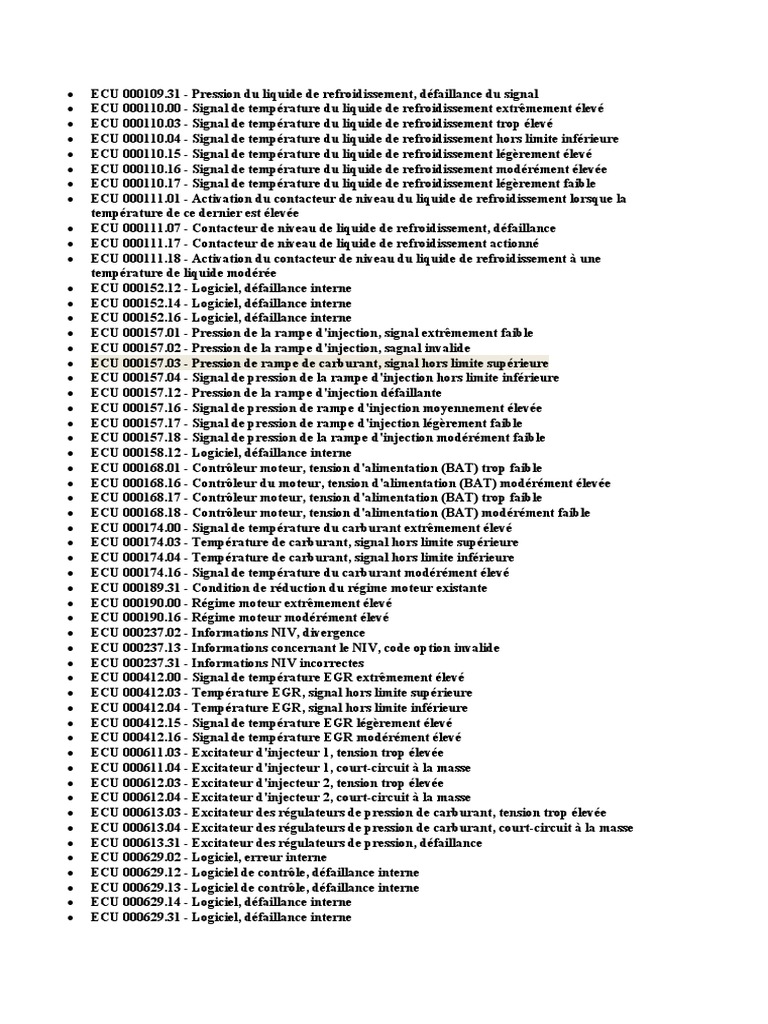Codes d'erreur ECU John Deere | PDF | Injection (moteur) | Turbine à gaz