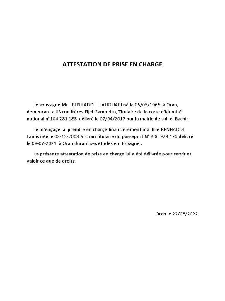 Attestation De Non Prise En Charge – SFJO