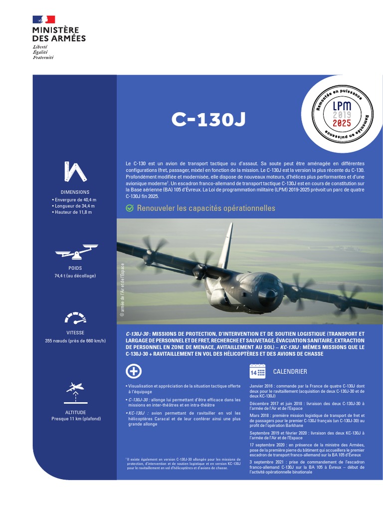 Fiche LPM - C 130J Avion de Transport Tactique Ou D Assaut | PDF ...
