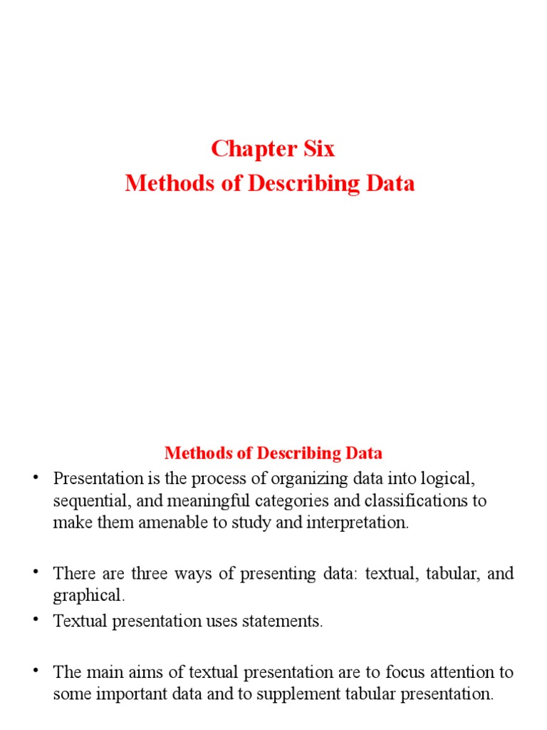Chapter Six Methods of Describing Data | PDF | Regression Analysis ...