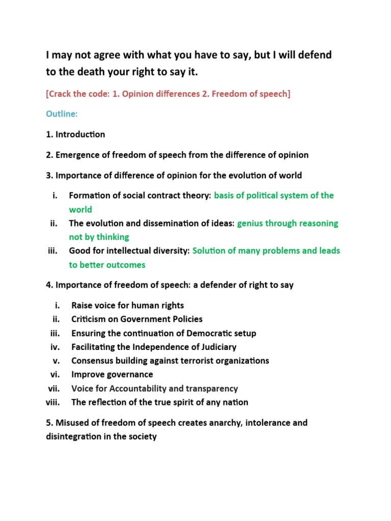 Defending Freedom of Speech Rights | PDF | Freedom Of Speech | Freedom ...