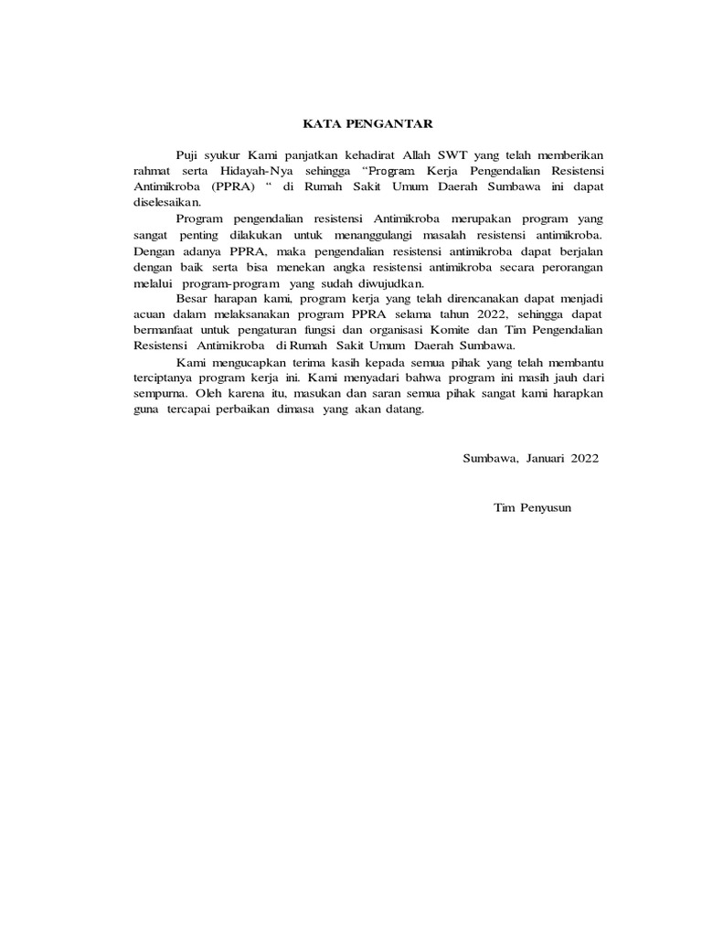 Program Kerja Pengendalian Resistensi Antimikroba Pdf