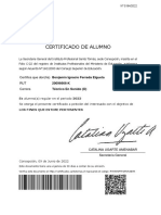 Certificado de Alumno: Certifica Que Don (Ña) Benjamín Ignacio Ferrada Elgueta RUT Carrera