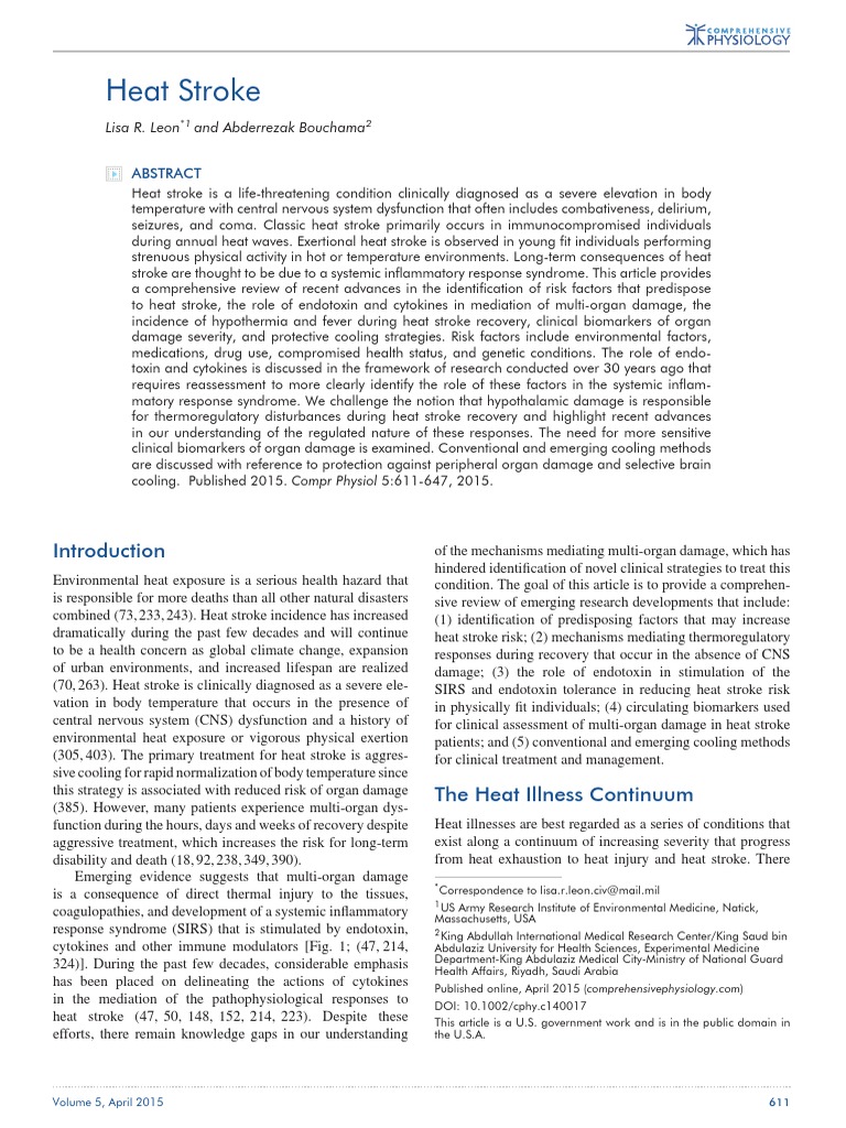 Heat Stroke Article | PDF | Hyperthermia | Heat Transfer