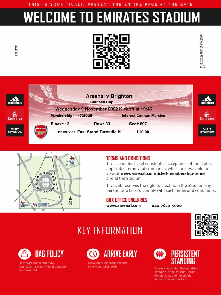 Arsenal Brighton Tickets | PDF