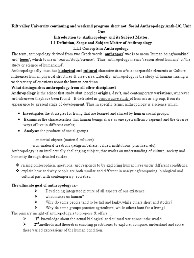 Anthropology Unit 1 Pdf Anthropology Linguistics