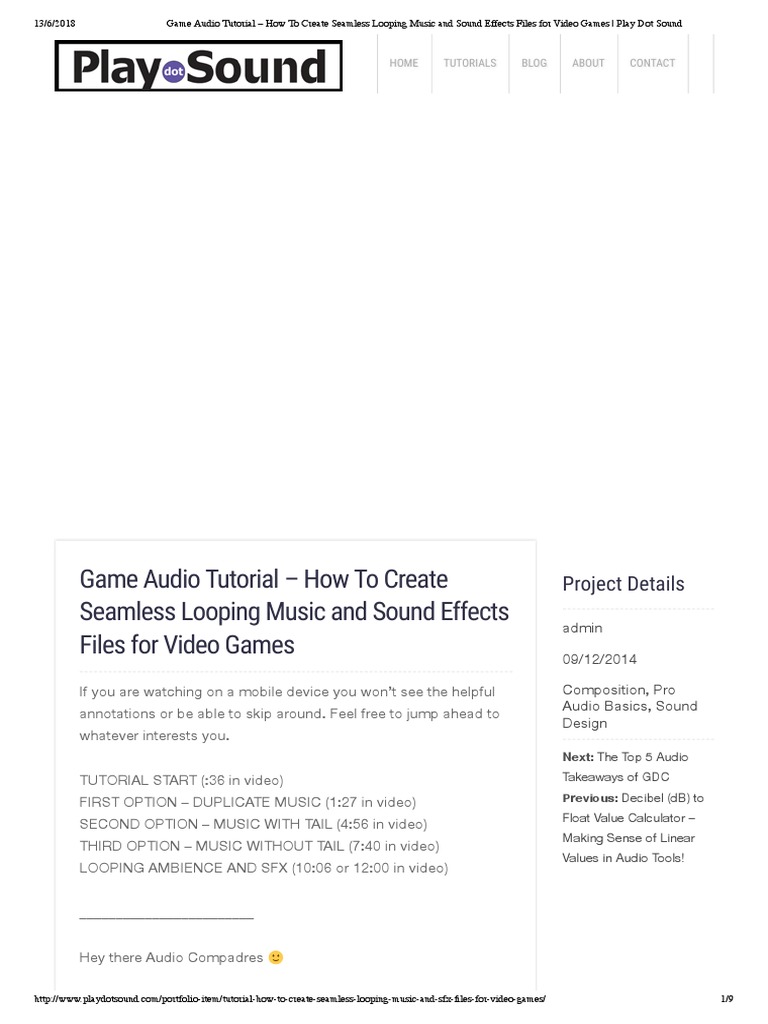 LOOPS How To Create Seamless Looping Music and Sound Effects Files PDF Mp3 Data Compression